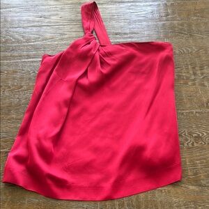 Theory Vibrant Red Satin One-Shoulder Top